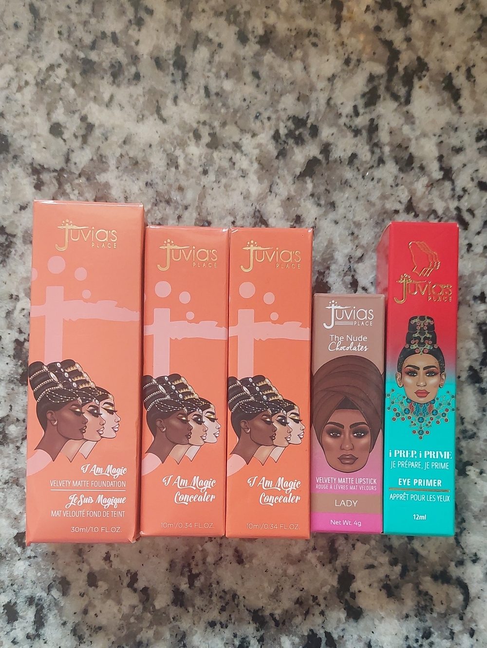 Bundle Of Juvia's Place Make-Up. 1 Foundantion, 2 Concealers, 1 Lipstick, 1 Eye